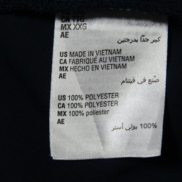 JM Collection Blue Rhinestone Top Size XXL 3/4 Elastic Sleeves Semi Sheer Bling - Picture 7 of 9